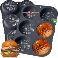 Boleh diguna semula Silikon Hamburger Bun Mold 4/6/8 Rongga Tidak melekat Roti Loaf Pan Mudah untuk 