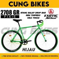 Sepeda Balap Sepeda Fixie EXOTIC 2708 GR 700C Rem Torpedo velg tinggi stang balap dropbar Green