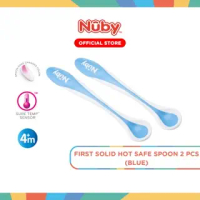 Nuby 2 Pack Heat Sensor Spoon Blue - Sendok Makan Bayi