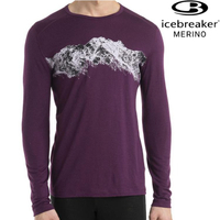 Icebreaker Oasis BF200 男款 圓領長袖上衣/美麗諾羊毛排汗衣-萬壑千岩 0A56QU 853 葡萄紫