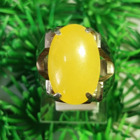 Cincin Batu Akik Batu Bio Solar Kalsedon Natural Kuning Yellow