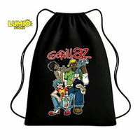 Tas Serut Cordura Anak Motif Gambar Band Gorillaz dengan Tali Gendong Elastis dan Jahitan Rapi Biru