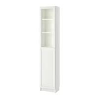lemari buku dg panel/pintu kaca, putih/kaca, 40x30x202 cm