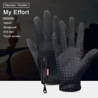 Winter Full-finger Warm Gloves Men Women Touch Cold Waterproof Motorcycle Cycle Gloves Velvet Warm Running Ski Glove