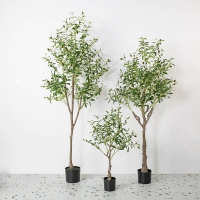 仿真綠植 發財樹 仿真植物 盆栽 盆景跨境熱款仿真植物橄欖樹落地大型家居裝飾綠植盆栽橄欖樹可拆裝