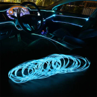 Auto Led Lights Strip Car Interior Lighting Garland El Wire Neon Light Rope Tube Line Flexible Ambient Lamp Car Accessory 12V