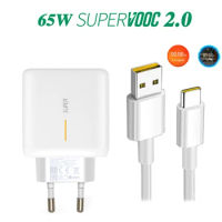 65W Supervooc 2.0 Fast Charger For OPPO Reno 7 Pro Reno 6 5 Pro 5G K9 Realme 8 GT Neo 2 Pro Neo2T Super Dart 1M USB Type-C Cable