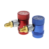 Pair Air Condition Quick Coupler Adapter High Low Manifold Connector R1234YF Brass Manifold Gauge