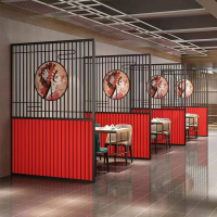 定制中式鐵藝屏風卡座隔斷餐廳火鍋店燒烤店包間格柵酒店玄關鏤空 屏風/屏風 洞洞板/屏風 隔間/屏風 日式/屏風 新中式/屏風隔斷/玄關柜子/屏風 櫃/隔板/玄關櫃/辦公室隔間屏風