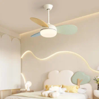 3 leaves Smart Fan Light Ceiling Macaron 36 42 Inch Ceiling Fan Light Remote Control Kids Bedroom Dining Room Nordic Fan Light