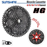 SUNSHINE 8/9/10/11/12 Speed Black Cassette K7 9v-12v for Mountain Bike HG Structure Specification Mtb Sprocket Bike Parts