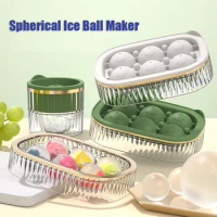 Ice Hockey Mold, Frozen Mini Ball Maker, Spherical Ice Block Mold, Cover Ice Tray Box Whiskey Cocktail Kitchen Tool