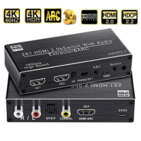 4K HDMI switch Audio Extractor 2 in 1 Out HDMI Switcher with R/L+Toslink SPDIF+COAXIAL Audio Out ARC Audio Switch 2x1 Adapter