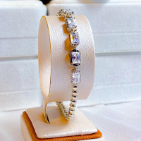 Gelang titanium mutiara lapis emas // Gelang anti karat batu moissanite wanita