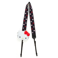 小禮堂 Hello Kitty 造型尼龍織帶相機背帶 附收納包 相機頸掛繩 相機繩 (黑紅 大臉)