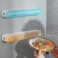 2 In 1 Food Film Dispenser Wrap Dispenser With Cutter Storage Box Aluminum Foil Stretch Film Cutter Kitchen Accessories