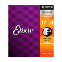 (1แถม1)Elixir Nanoweb Phosphor Bronze สายกีต้าร์โปร่ง Elixir Acoustic Guitar String