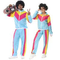Adult Man Women Retro Hippie Costume Purim Halloween Party Music Festival 60s 70s Disco Hippies Cosplay Carnival Fancy Dress