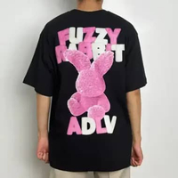 Kaos ADLV FONT FUZZY RABBIT PINK WHITE BLACK TSHIRT 100% ORIGINAL Size 2