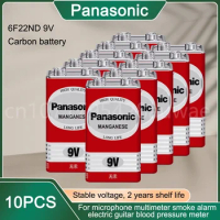 10PCS 100% Genuine Panasonic Greencell PP3 6F22 6LR61 MN1604 9V Block Heavy Duty Cell Battery