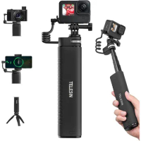 TELESIN Power Grip 35.4" Extension Selfie Stick Handler Compatible for Go Pro 12 11 10 9 Insta360 DJI Action Canon Sony iPhone