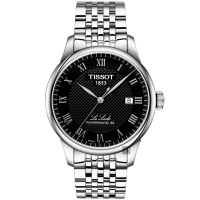 TISSOT 天梭 官方授權 Le Locle 80小時動力儲存機械腕錶 送禮推薦-黑/39mm T0064071105300
