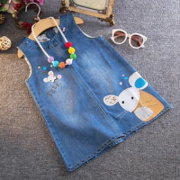 Cartoon bunny design baby girls dress summer cozy jeans A-line kids dresses for toddler girls clothing children costumes 2-6 Yrs