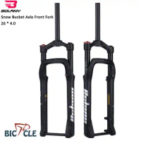BOLANY Snow Bicycle Fork Mtb 26inch 15 * 135mm Travel 120mm Aluminum Alloy Mountain Air Suspension Bike Thru Axle Straight
