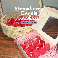 Strawberry Candle isi 12pcs | FREE BOX | Lilin Aromaterapi | Aesthetic Gift | Souvenir