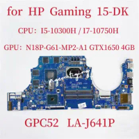GPC52 LA-J641P Mainboard For HP Gaming 15-DK Laptop Motherboard CPU:I5-10300H I7-10750H GPU:GTX1650 4GB M03035-601 M03036-601