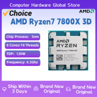 AMD Ryzen RYZEN™R7 7800X3D Processador de jogos sem ventilador, 7 7800X3D, 8 núcleos, 16 thread CPU, 5NM, soquete 96M, AM5