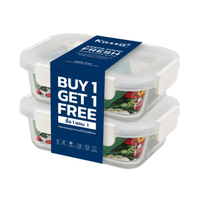 กล่องอาหารแก้วทรงเหลี่ยมฝาล็อก 2 ช่อง 750 มล. KASSA HOME รุ่น JCJ-21941A-1GET1