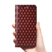 Genuine leather Geometric grain case for Samsung S7 S8 S9 Active EDGE S7272 Lite Plus Smartphone Magnets Flip Funda cover