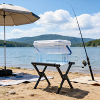Light Weight Ice Box Holder Aluminum Alloy Ice Box Stand Holder for Hiking BBQ Cooking Fishing Picni