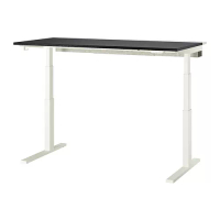 MITTZON 升降式工作桌, 電動 黑色/實木貼皮 梣木/白色, 160x80 公分