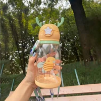 SK-C406 Botol Air Minum Anak Sedotan 610ml Model Tanduk Rusa Lucu - Botol Minum Anak BPA FREE Food G
