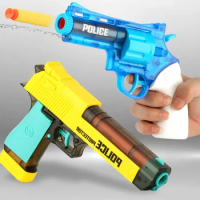 Children's Toys Gun Decompression Toys Pistol Revolver 2 IN 1 Soft Bullet Gun Empty Hanging Revolver Launcher Toy Gifts for Kids
