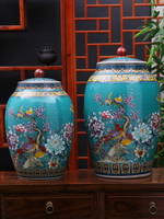 景德鎮陶瓷米缸30斤家用20斤帶蓋密封防蟲防潮水缸家居裝飾品擺件