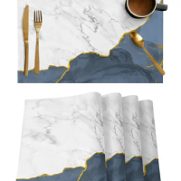 White Marble Light Blue Placemat for Dining Table Tableware Mats 4/6pcs Kitchen Dish Mat Pad Counter Top Mat Home Decoration