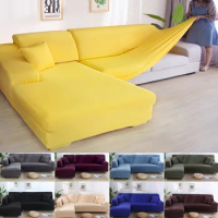 Spandex Adjustable Sofa Cover 1/2/3/4 Seater Slipcover Couch Solid Streach Sofa Covers for Living Room L Shape Sofa Cover