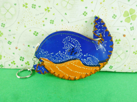 【震撼精品百貨】日本精品百貨~皮製零錢包-鯨魚造型-藍色
