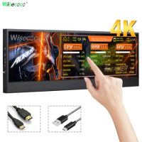 Wisecoco 14 Inch Ultrawide Stretched Bar Monitor 3840x1100 4K IPS LCD Monitor Aida64 Raspberry Pi Win10 11 PC Secondary Monitor