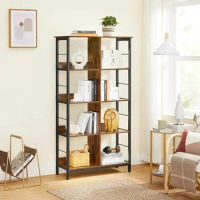 Industrial 8-Compartment Bookshelf Storage Shelf Bedroom 4-Tier Bookcase With 8 Open Slots Display Storage Rack Wardrobe Book