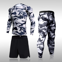 Quick Dry Camouflage Men's Running Sets Compression Sports Suits Skinny Tights Clothes Gym Rashguard Fitness Sportswear Men 2021