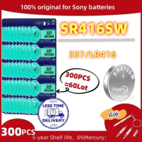 300PCS Original For SONY 337 AG6 LR416 337A SR416SW Silver Oxide Button Cell Batteries New For LED Headphone Watch Batteries