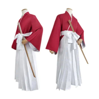 Japanese Style Anime Cosplay Costume HIMURA KENSHIN Kimono Halloween Party Fancy Samurai Kendo Clothing Set Top Pants Belt