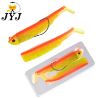 JYJ 2pcs a box ,10cm 24g big jigging head T-tail soft artificial fishing lure bait tackle for bass pike and perch