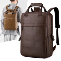 Men's backpack, large capacity business leather computer bag, trendy and fashionable travel backpack, student backpack
