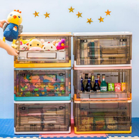 ❀樂天優選好物❀兒童玩具收納盒筐透明前開式零食整理箱可折疊側開衣服儲物柜【極有家】