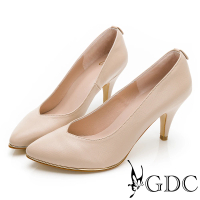 【GDC】韓風裸色系氣質甜美真皮高跟尖頭鞋-粉色(211005-52)